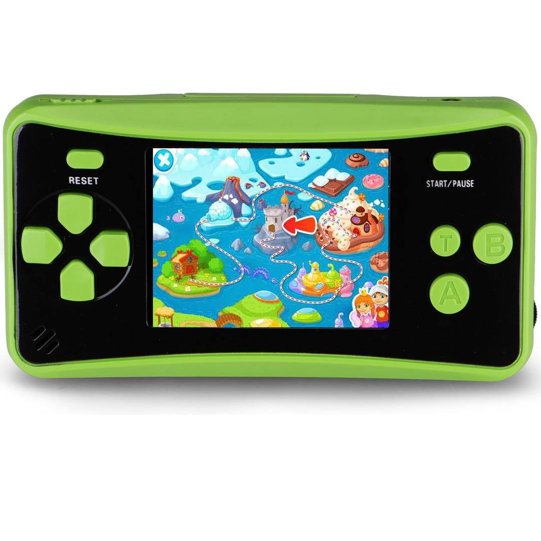 QS17Green Handheld Game for Kids Portable Retro Video Game Player Built-in 182 Classic Games 2.5 inches LCD Screen Family Recreation Arcade Gaming System Birthday Present for Children