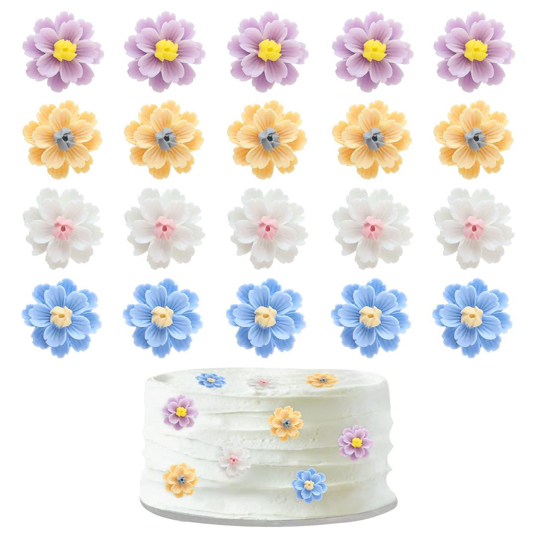 20 Pack Flower Cupcake Toppers Bridal Engagement Baby Shower Birthday Party Cupcake Picks Anniversary Party Decorations Supplies