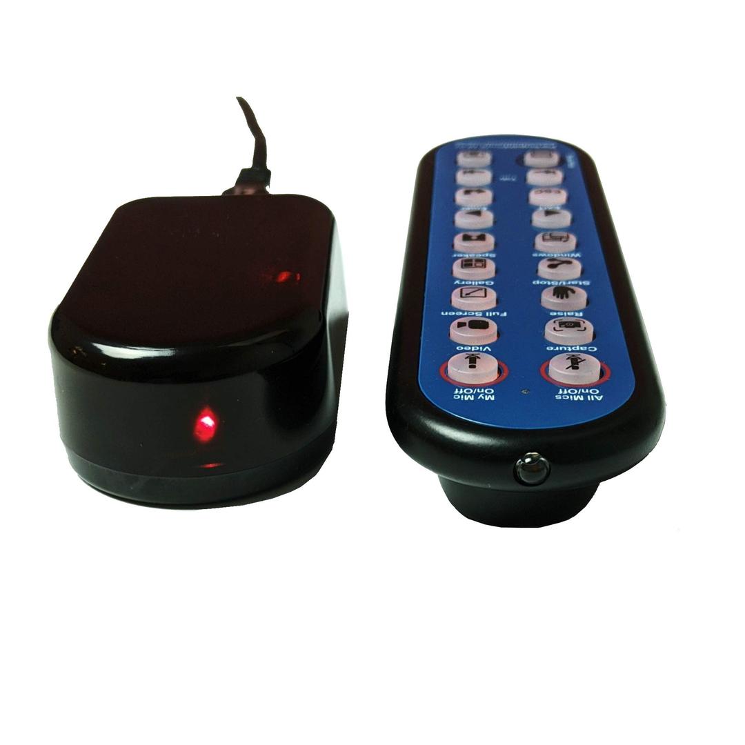 Zoom Meeting HID Keyboard Shortcut Infrared Receiver with 18 Button Infrared Remote Control. Used to Control Zoom Meeting. Other Keyboard Shortcut Remote Controls are Available for Many Applications.