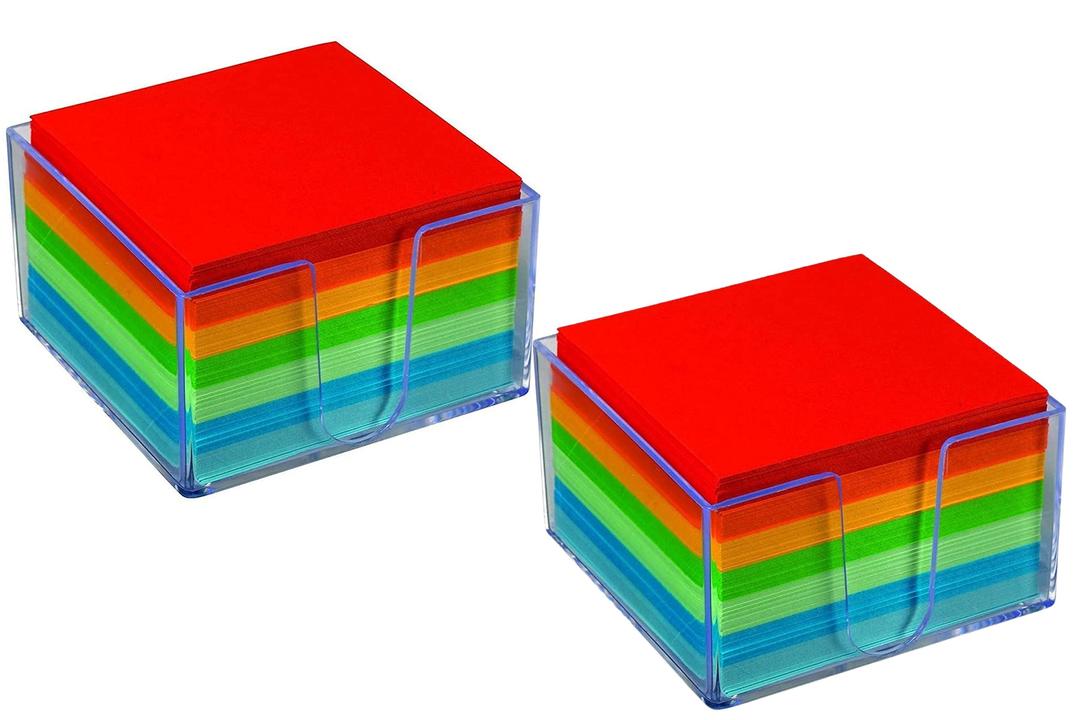 1InTheOffice Memo Cube, Assorted Colors Memo Pad 500 Sheets "2 Pack"