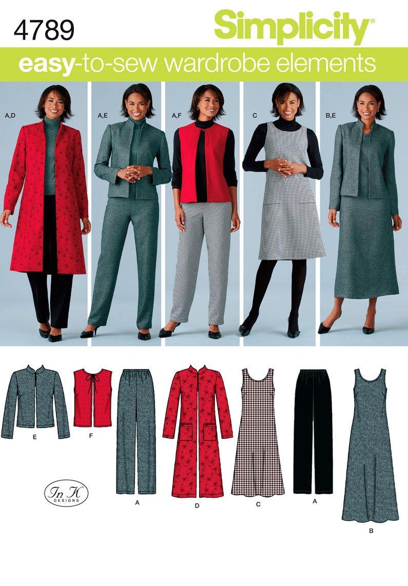 SimplicityEasy-to-Sew 4789 Plus Size Pants, Vest, Jacket and Jumper Sewing Pattern for Women by In K Design, Sizes BB (20W -28W)