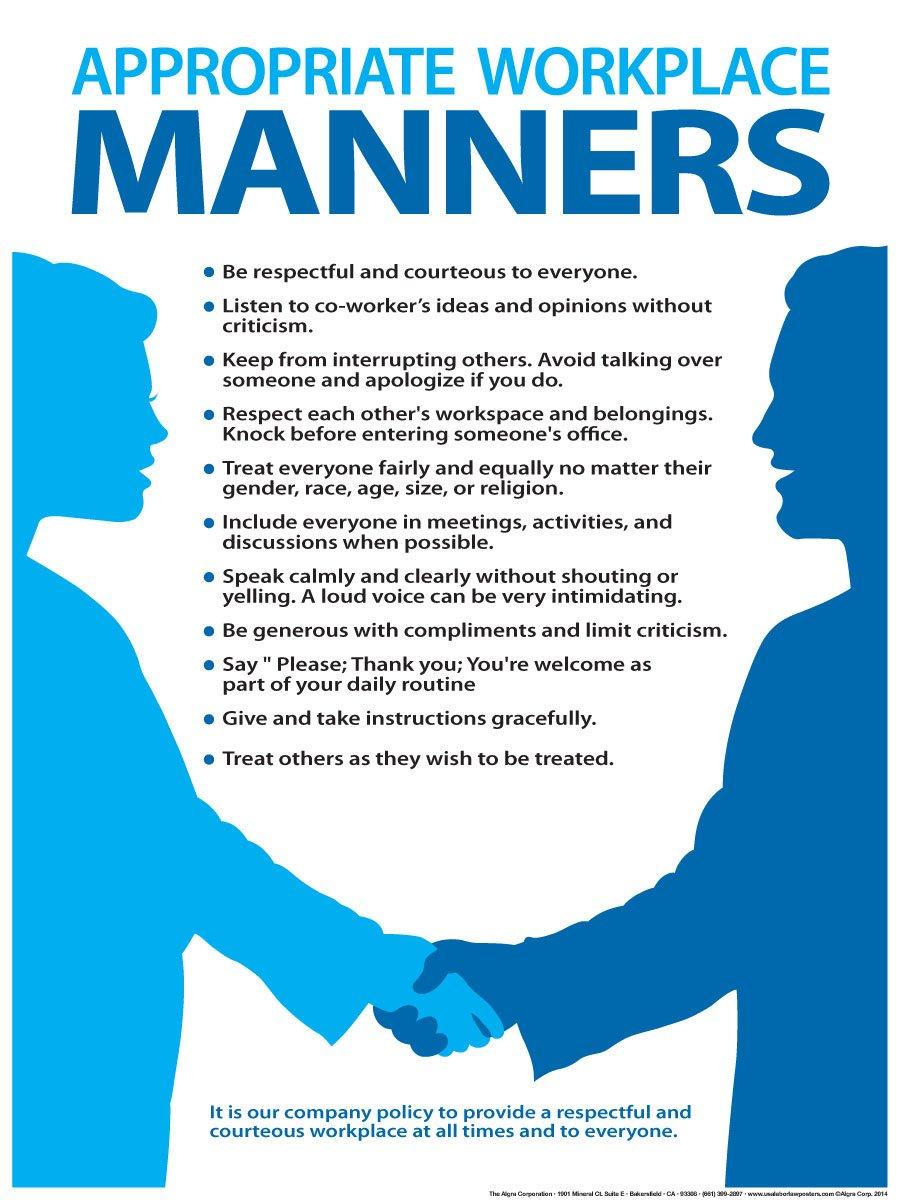 Algra Corporartion Workplace Manners Poster (18" x 24")