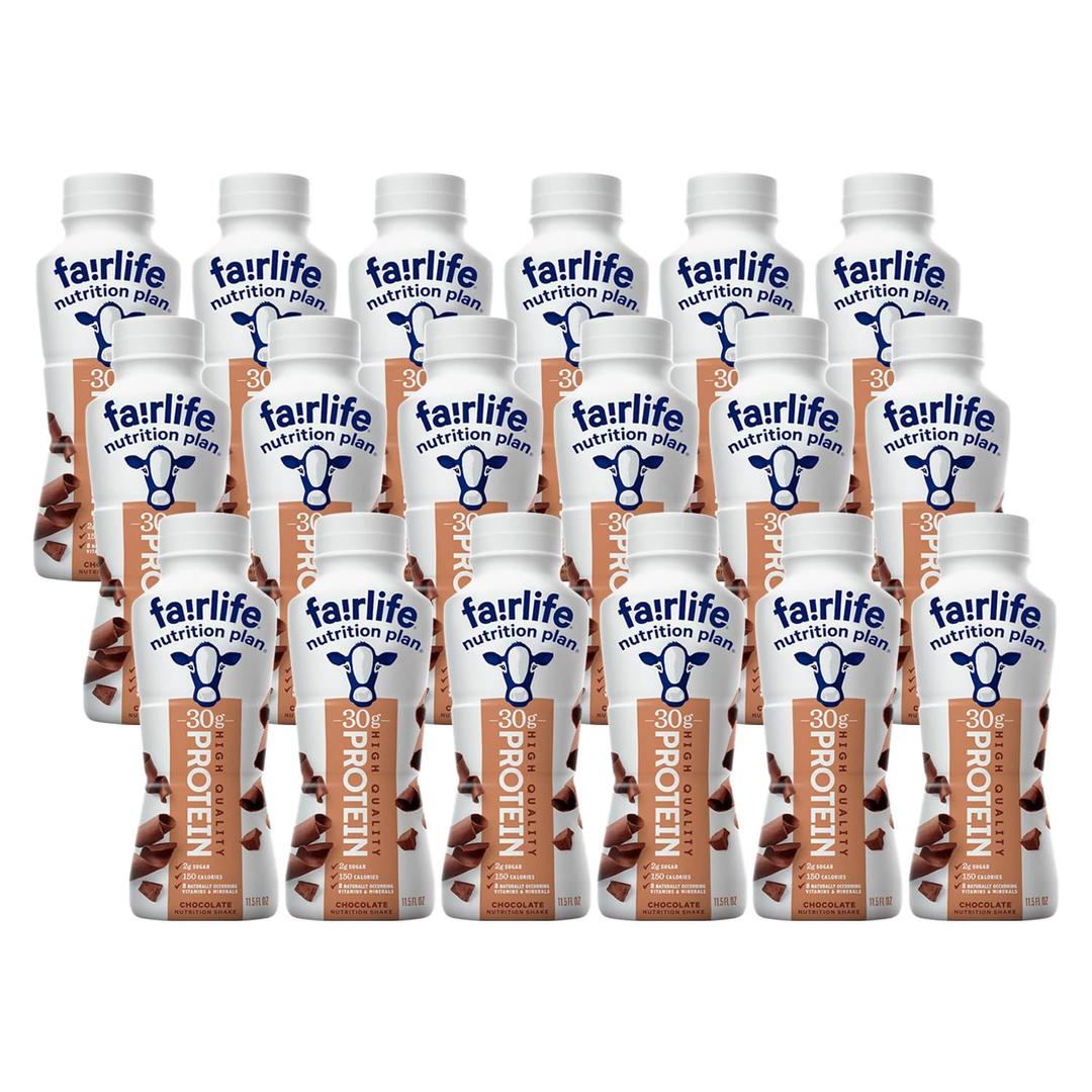 Fairlife Protein Shake, Chocolate, 11.5 fl oz, 18 ct - High Protein (30g) & Low Sugar (2g), Delicious Chocolate Flavor, Ready-to-Drink for Energy & Muscle Recovery, Pack of 18 Bottles by World Group Packing Solutions.