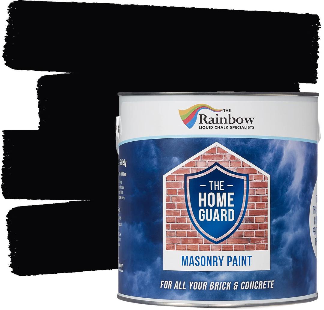 HOME GUARD House & Brick Paint: Commercial Grade Protection Interior & Exterior Concrete, Garage Floor, Basement, Porch, Patio, Stucco, Driveway - Matte Finish - [Black] - (2.5 Liter)