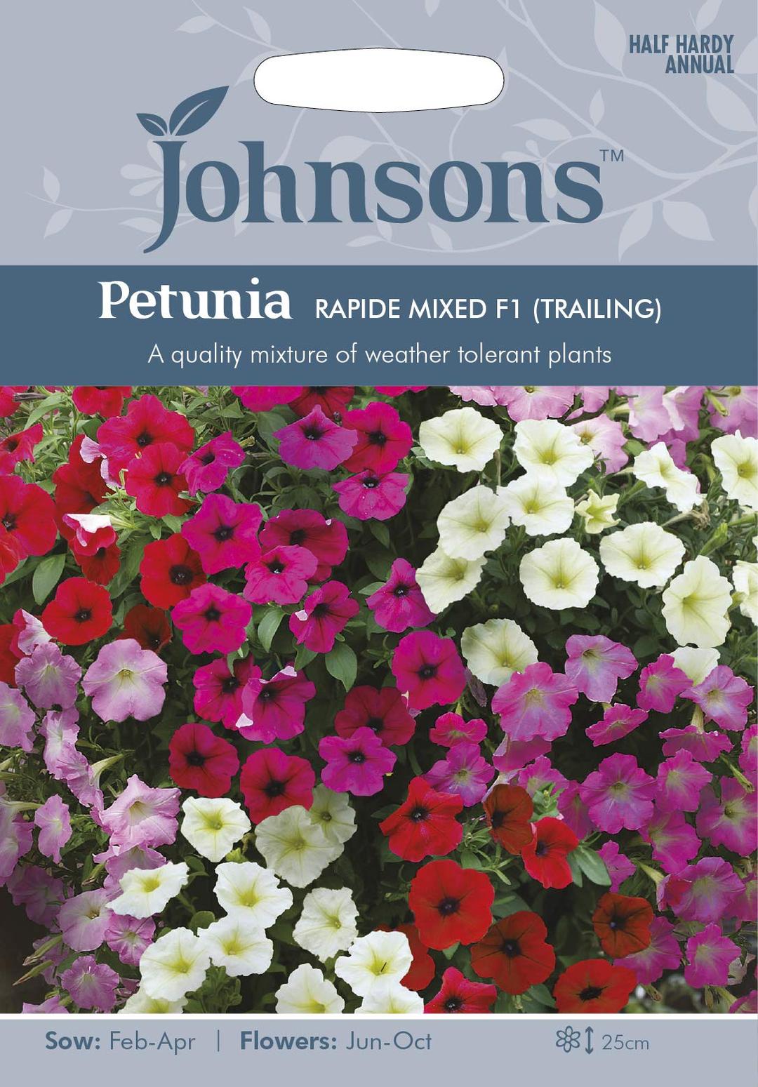 Johnsons15128 Flower Seeds, Petunia Rapide Mixed F1 (Trailing)