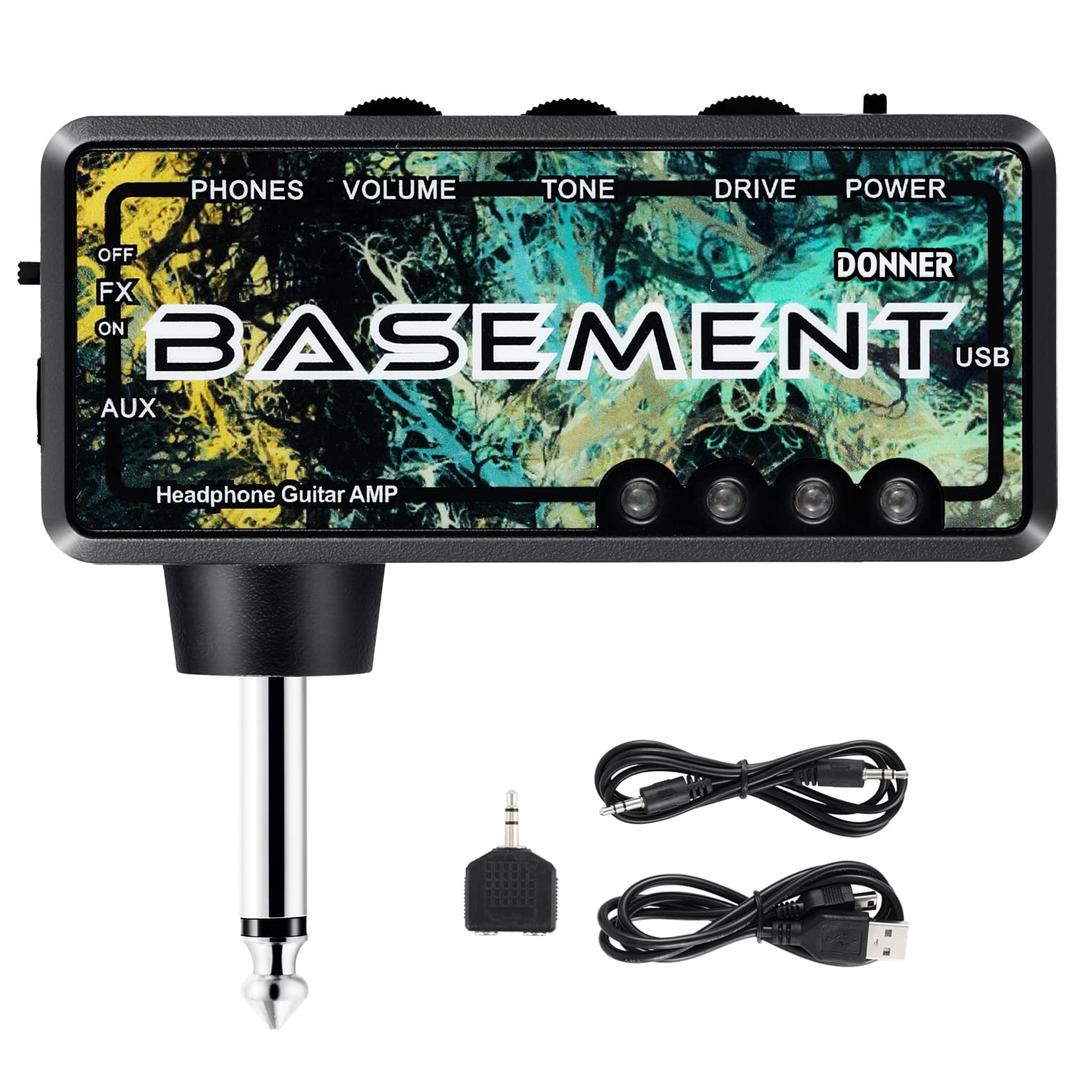 Donner Bass Guitar Headphone Amp Basement USB Rechargeable Mini Portable Bass Headphone Amplifier for Bass Guitar