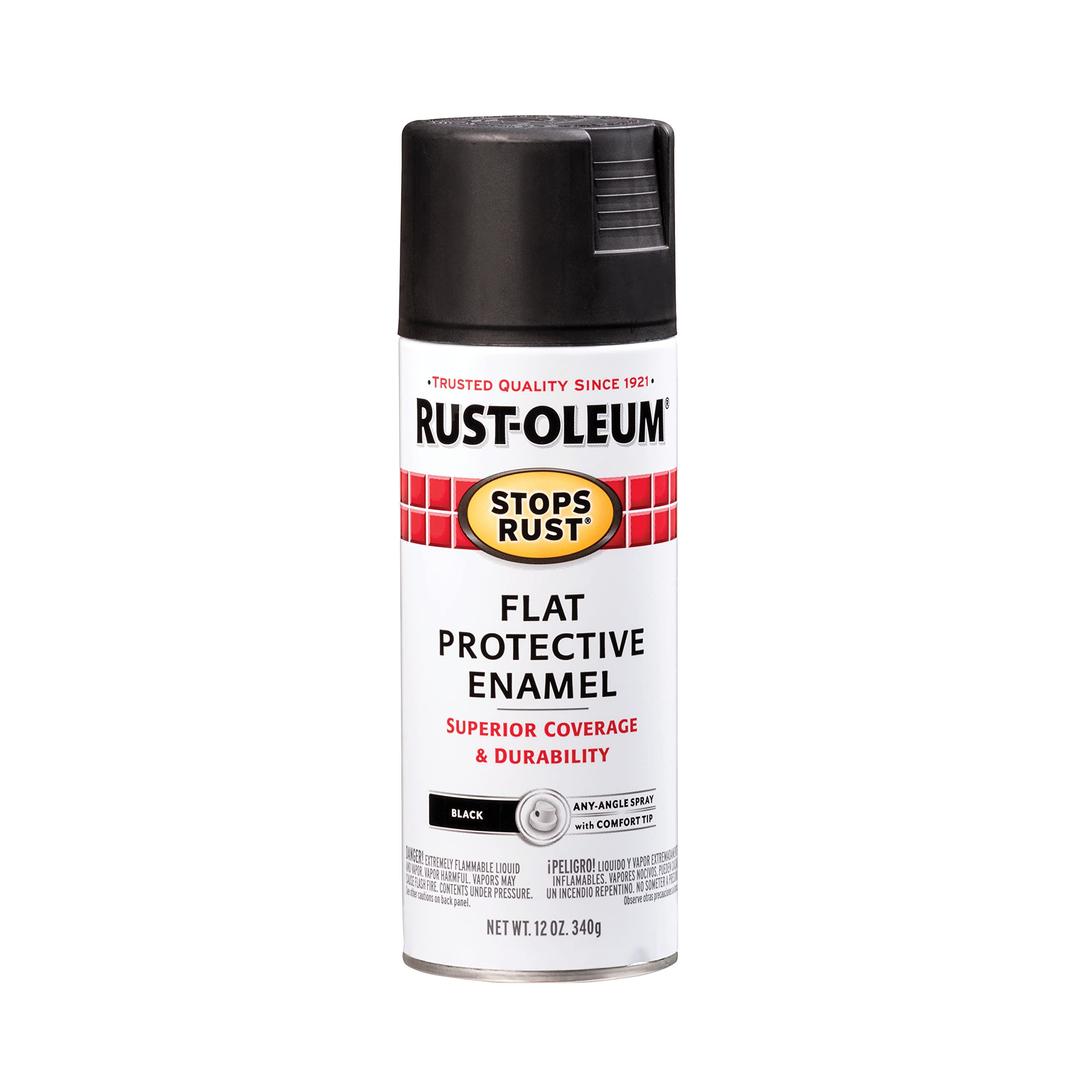 Rust-Oleum 7776830 Stops Rust Spray Paint, 12 oz, Flat Black