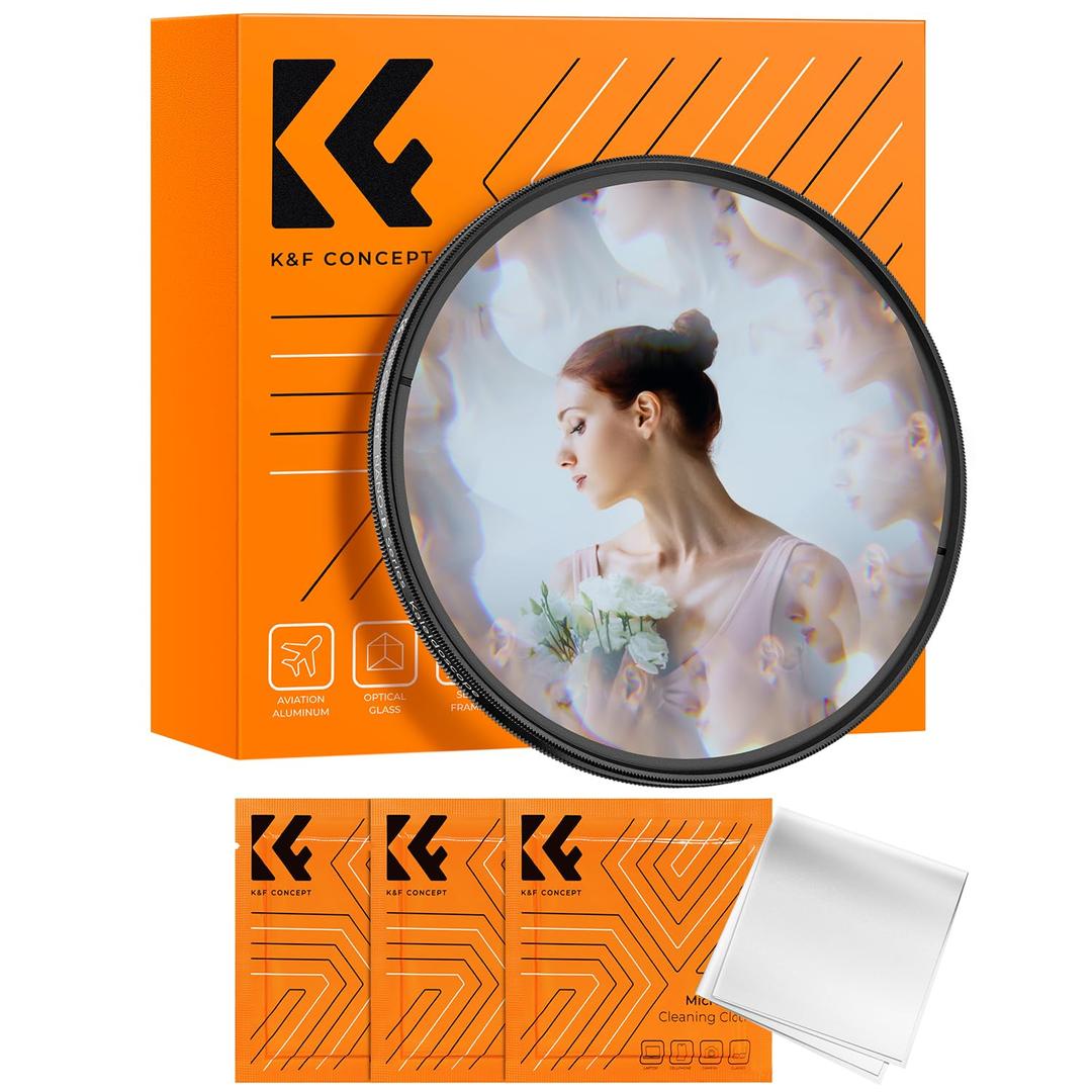 K&F Concept 58mm Kaleidoscope Filter, Special Effects Filter Prism Crystal Glass with Multi Refraction Subjects for Camera Lens