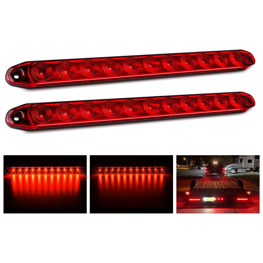 Nilight 2PCS 16Inch 11 LED Red Trailer Light Bar for Park Stop Turn signals Tail Brake Light DOT Compliant IP65 Waterproof Truck Trailer Marker ID Bar