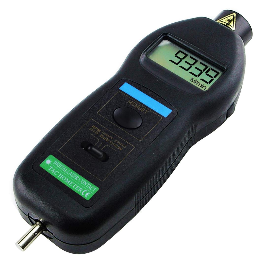 2 in 1 Non-contact Digital Tachometer Gauge Auto Ranging 0.5~99,999 RPM Range Meter Speed Tester