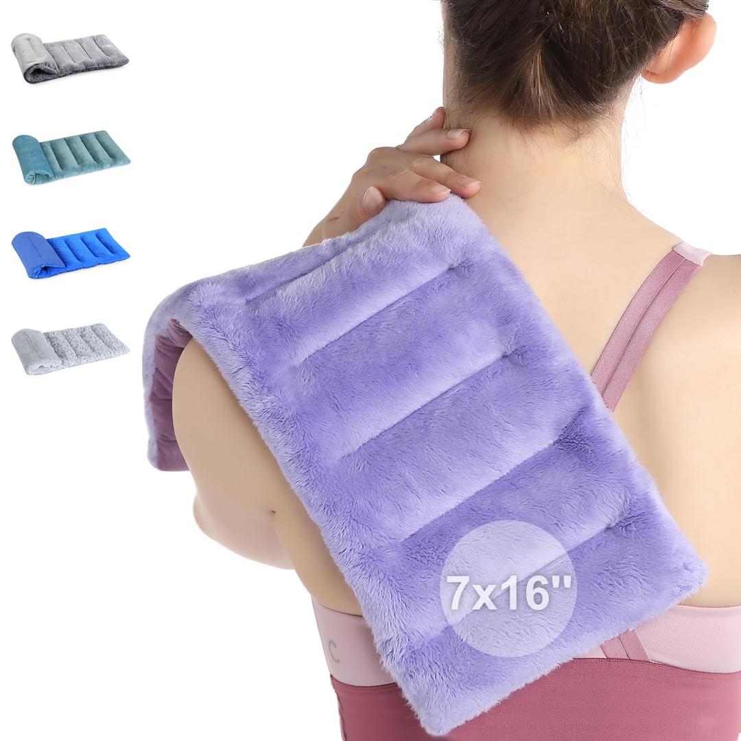 SUZZIPADMicrowave Heating Pad for Pain Relief, 7x16 Microwavable Heating Pads for Cramps, Muscle Ache, Joints, Neck Shoulder, Bean Bag Moist Heat Pack, Warm Compress, Purple