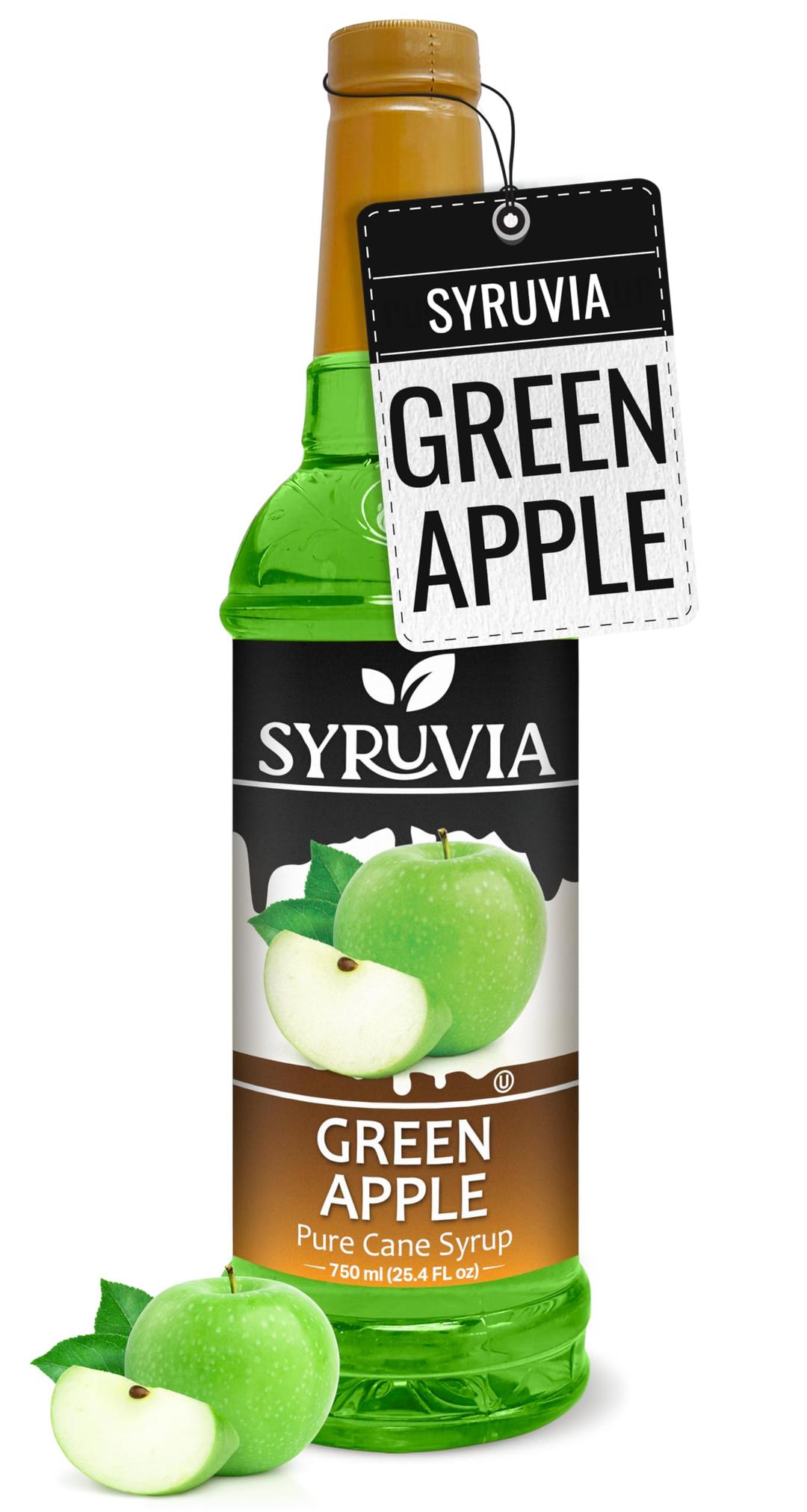 SYRUVIAGreen Apple Syrup - Premium Flavoring Syrup for Tea, Italian Sodas, Beverages, Desserts, Ice Cream, Cocktails & Mocktails - Kosher, Gluten Free - 25.4 fl oz.