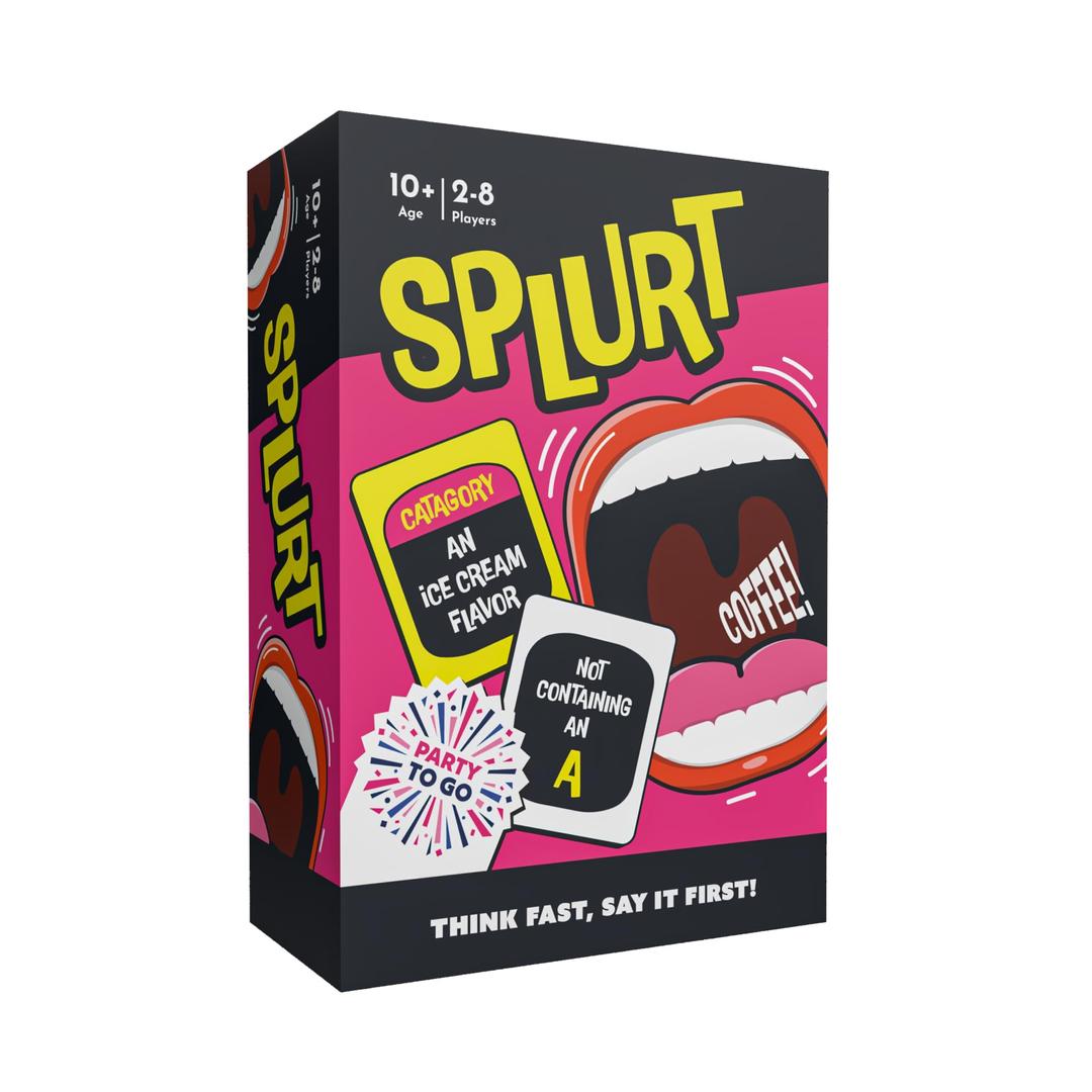 Gamewright - Party to Go - Splurt - Think Fast, Say It First - Ages 10+, 2-8 Players