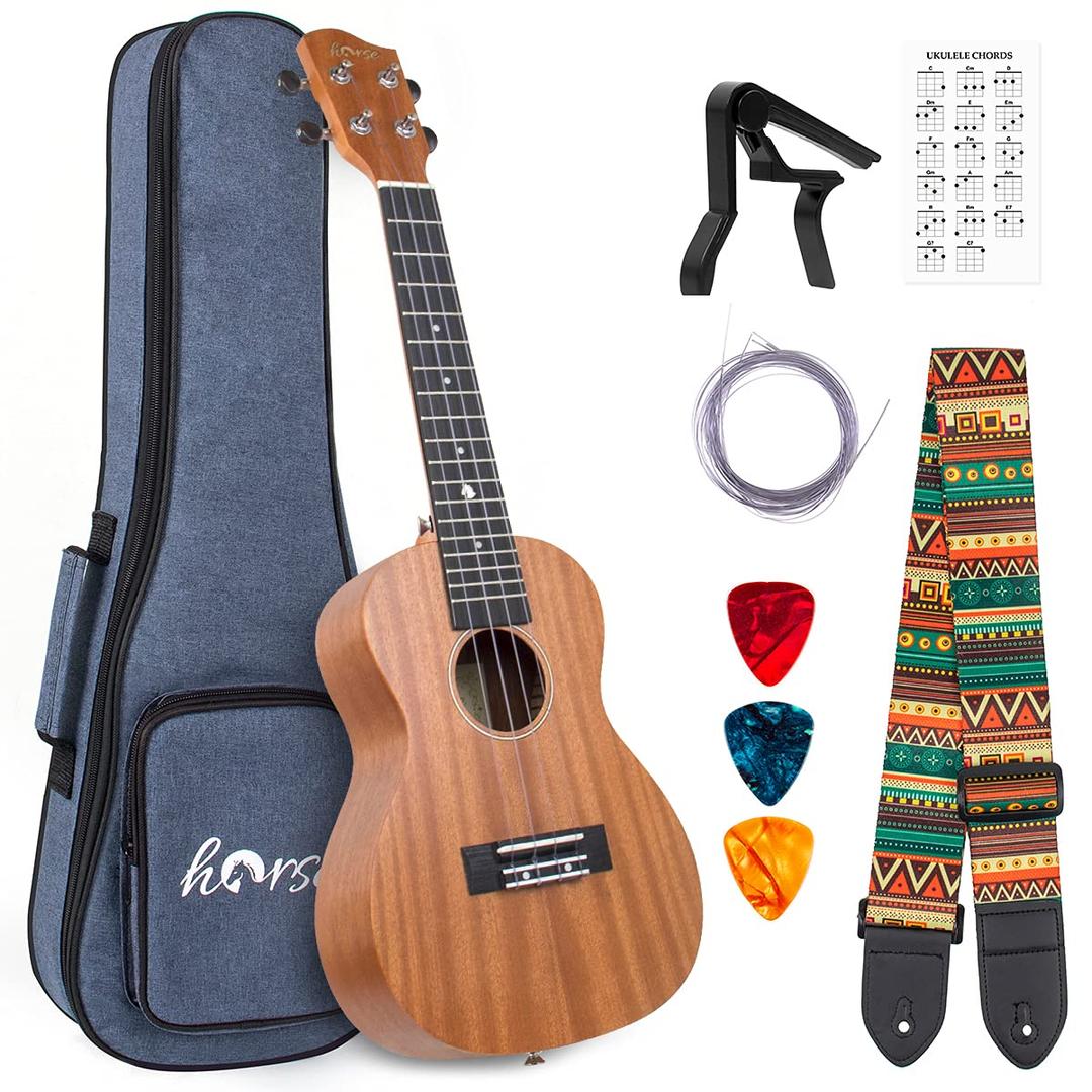 Tenor Ukulele, 26 Inch Left hand Professional Musical Instrument Ukelele for Adults Horse Uke Beginner Kit W/Gig Bag Strap Famous Brand OEM Strings Hawaiian Guitar Ukalalee Yukalalee Ukalele