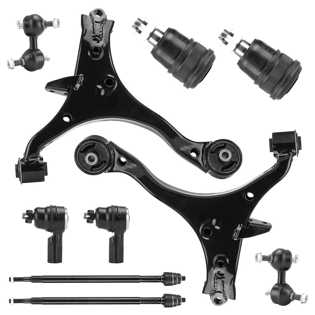 Front End 10pc Suspension Kit for 01-05 Honda Civic Acura EL 2001 2002 2003 2004 2005, 2 Front Lower Control Arms 2 Ball Joints 4 Outer & Inner Tie Rods 2 Stabilizer Sway Bars Arm Kit K640287 K640288