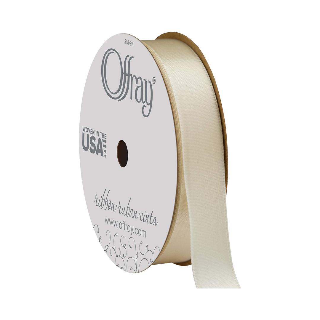 Offray5/8" Wide Double Face Satin Ribbon, 6 Yards, Ivory White