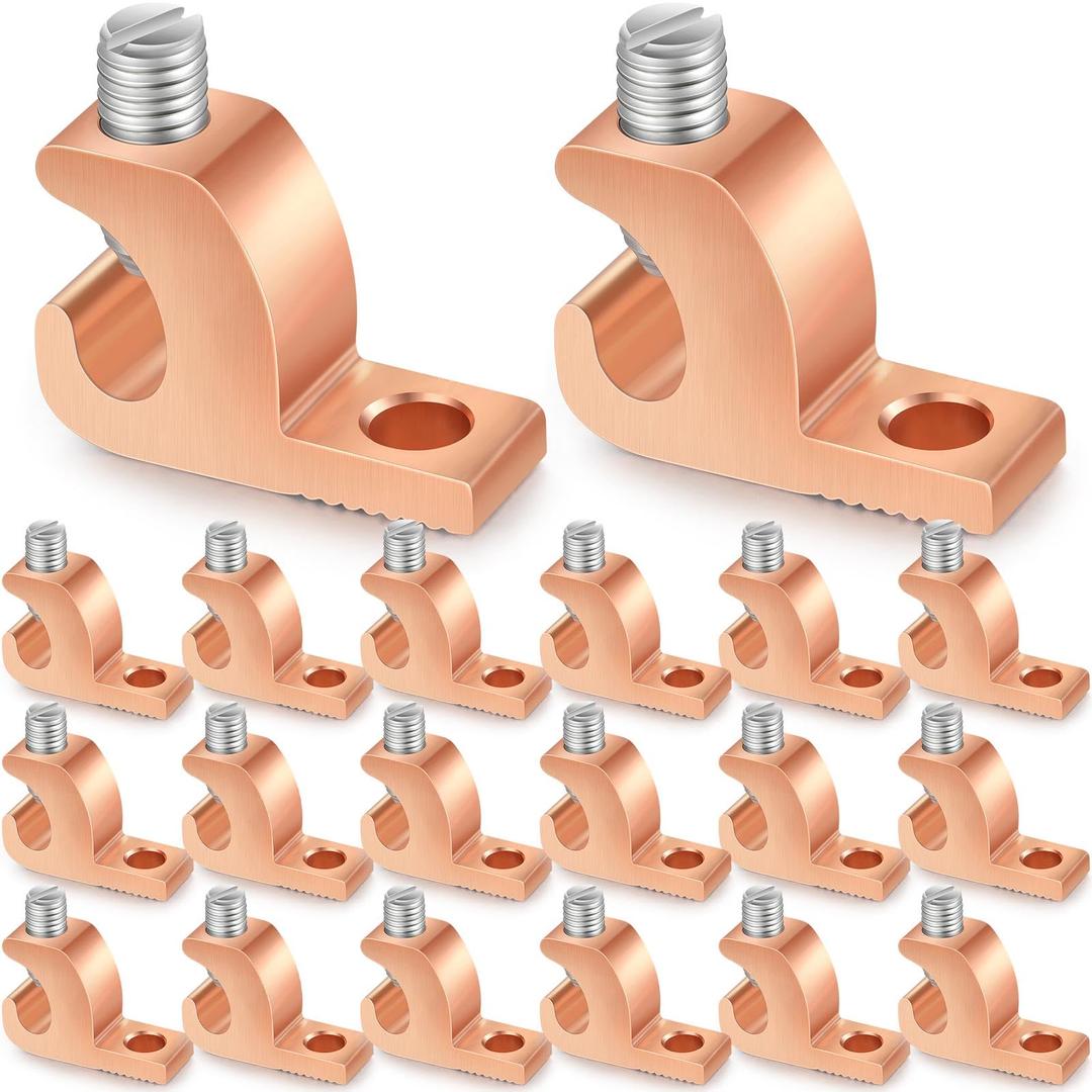 Landhoow 20 Pack Lay in Connector Pool Bonding Lug Copper Conductor Lay in Connector Copper Lay in Lugs AWG for Grounding Swimming Pool and Conduits, 4-14 Wire Range