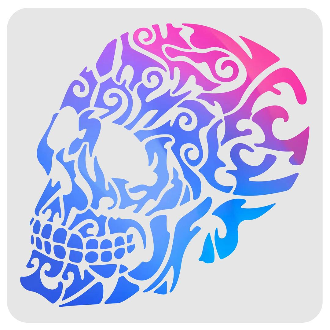 FINGERINSPIRE Large Skull Stencil (12x12 inch) Reusable Skull Paiting Tempalte Square Plastic DIY Rock Stencil Tempalte for Painting on Floor Wall Tile Fabric Furniture