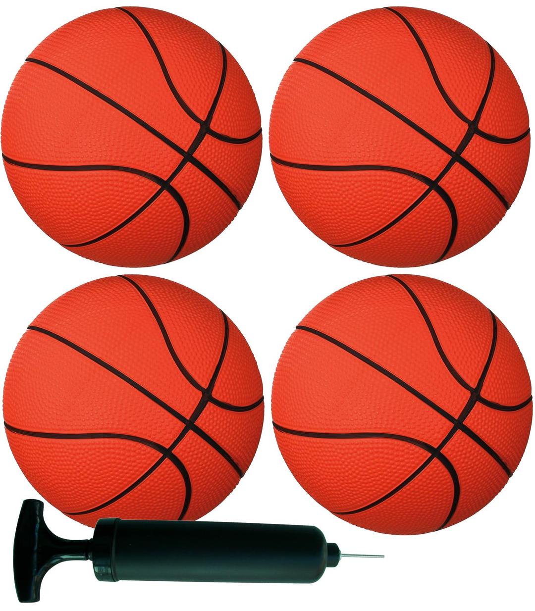 AppleRound Pack of 4 Toy Sports Balls with 1 Pump for Toddlers and Kids: 5-Inch Basketball, 5-Inch Soccer Ball, 5-Inch Playground Ball, 6.5-Inch Football (Mixed Bundle)