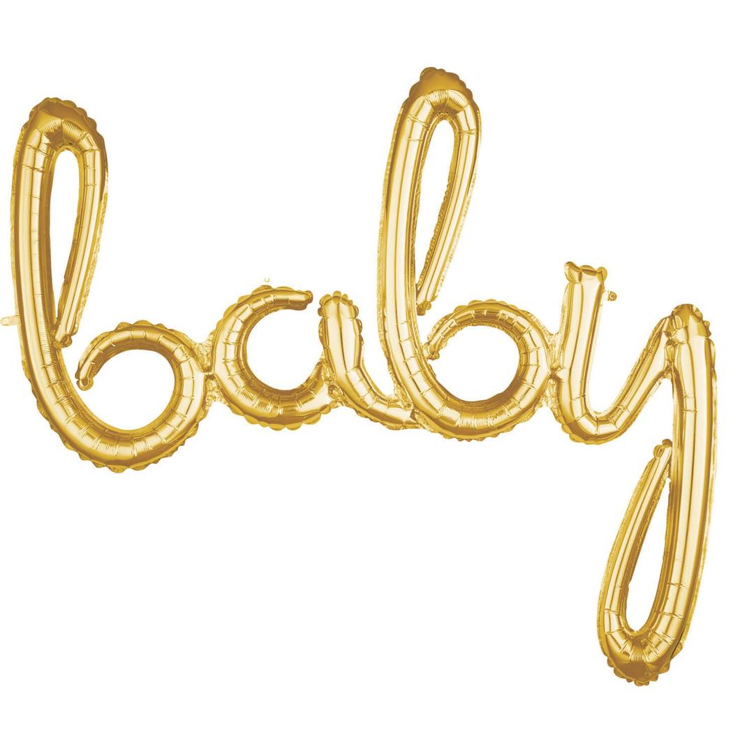 AmscanAmscan Baby 3D Script Foil Balloon- 39'' | Gold | 1 Pc.