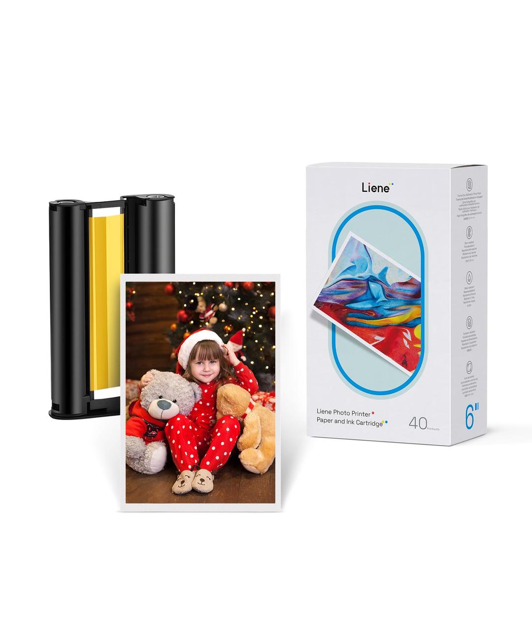 Liene 4x6'' Photo Printer Paper & Cartridge, Cartridge Refill & Photo Paper- 40 Pack for DHP512/DHP513