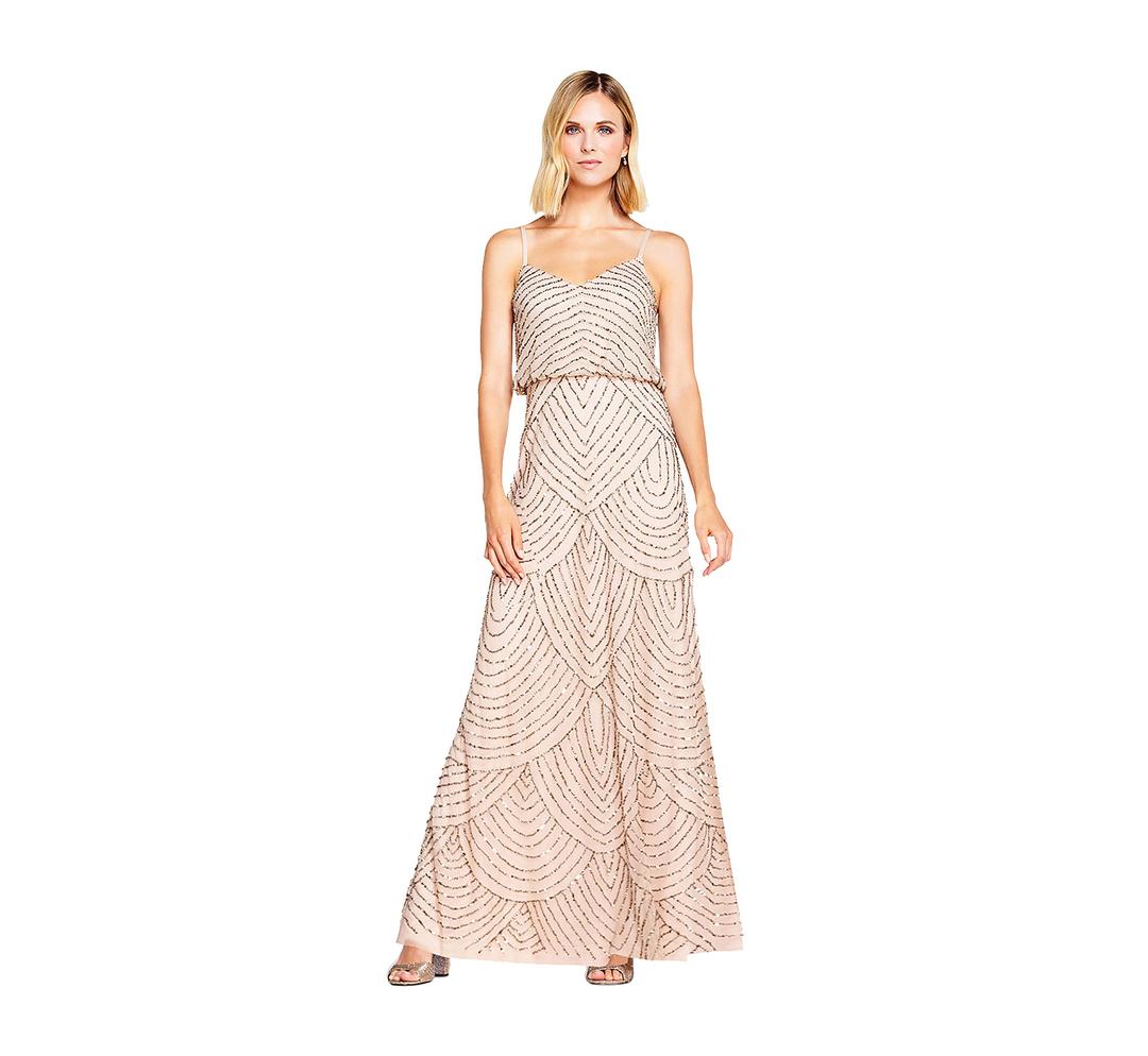 Adrianna PapellWomen's Long Beaded Blouson Gown