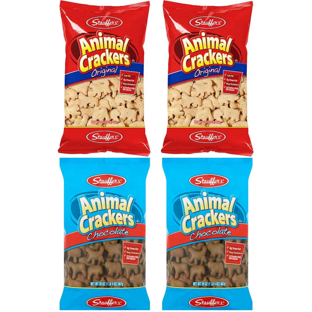 Stauffers Animal Crackers VALUE Bundle: 2 Original & 2 Chocolate Cookies 72Oz