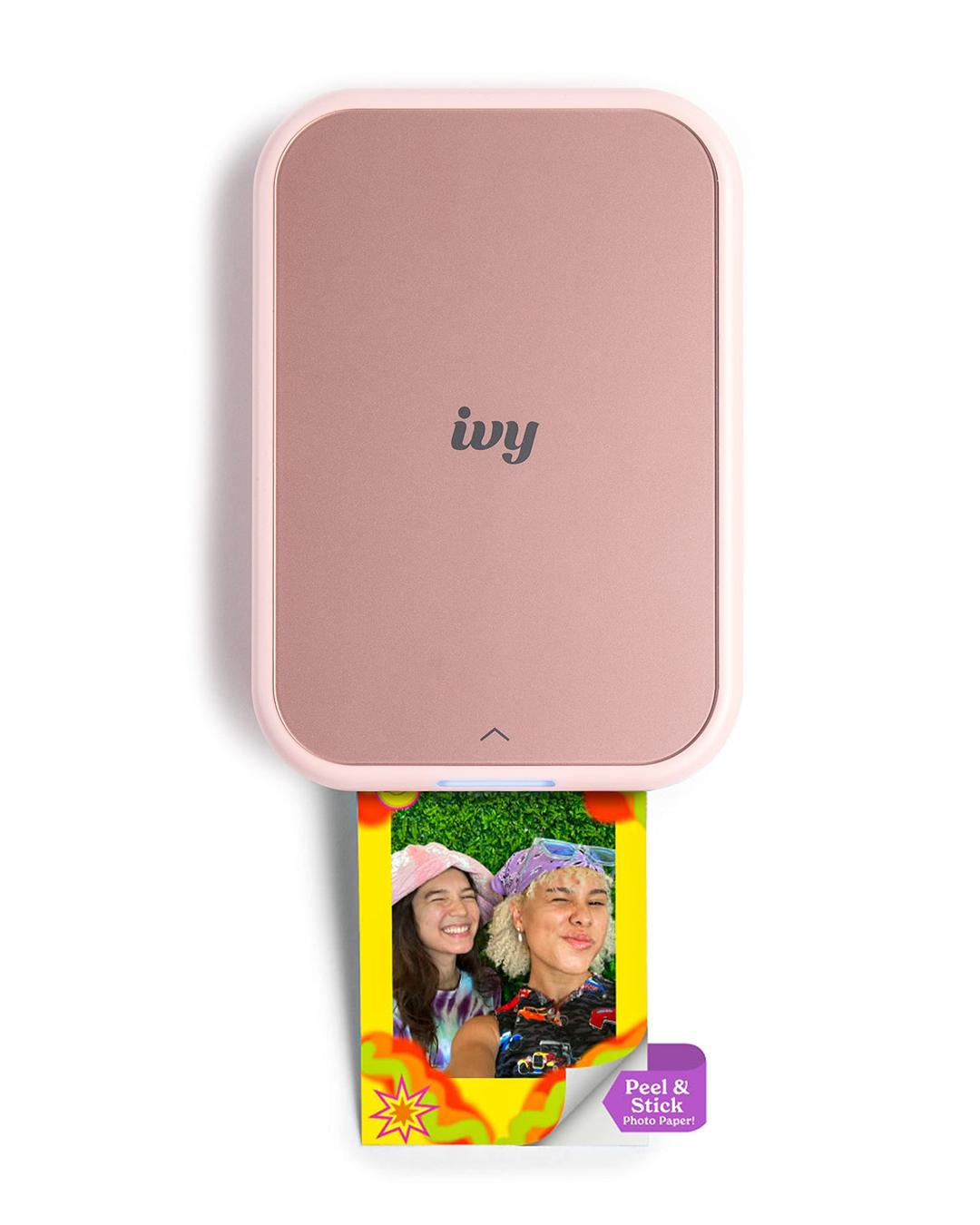 CanonIvy 2 Mini Photo Printer, Print from Compatible iOS & Android Devices, Sticky-Back Prints, Blush Pink