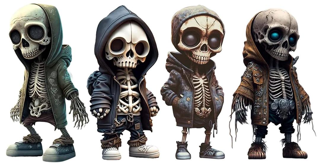 YYPLIAN Cool Skeleton Figurines, Skeleton Small Statue Halloween Resin Collectible Figurines, Cute Home Room Desk Office Decor