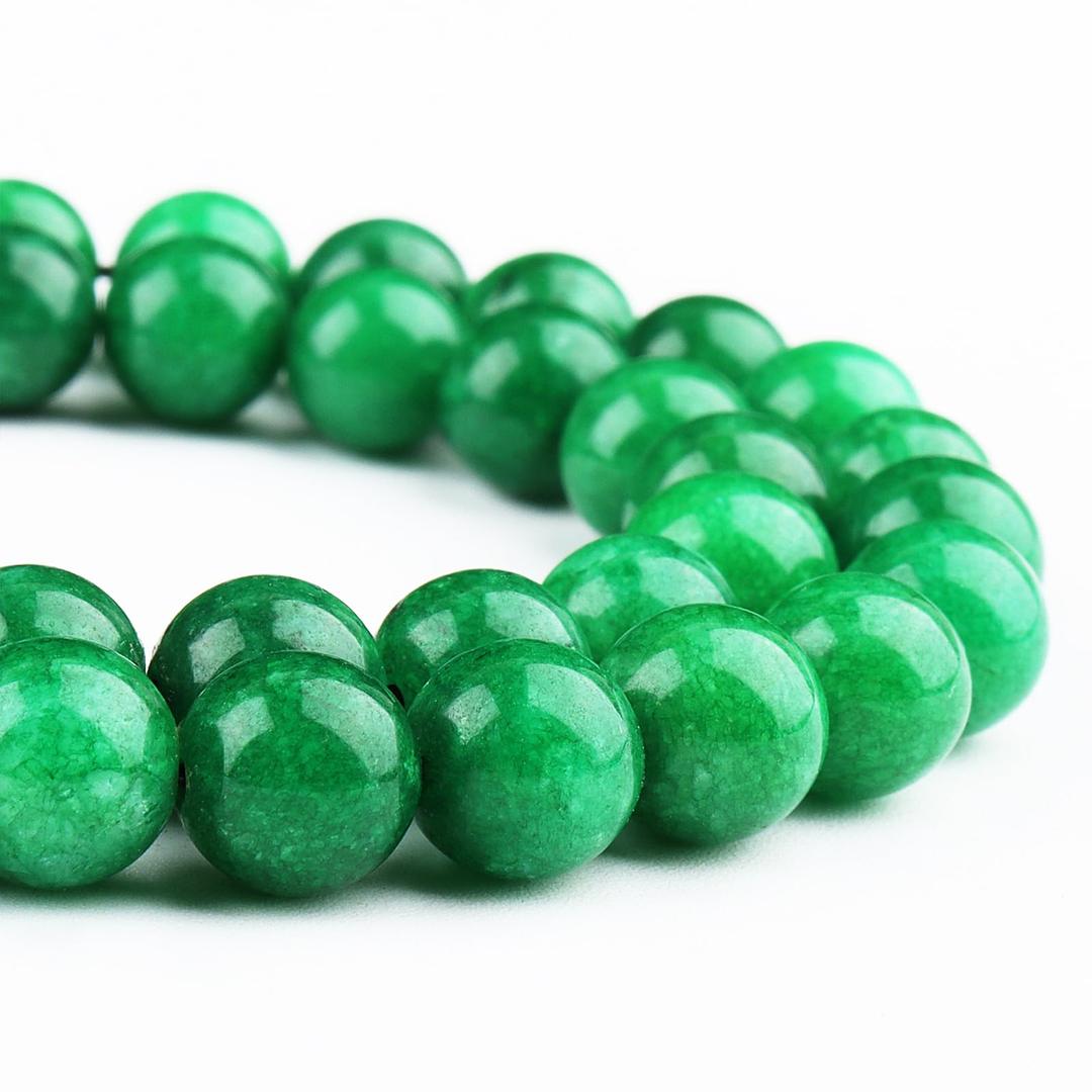 Natural Green Jade Beads Round Loose Stone Beads - Gemstone Beads for Jewelry Making, 6mm Crystal Beads for Bracelets(58-60pcs, 6mm, Green Jade)