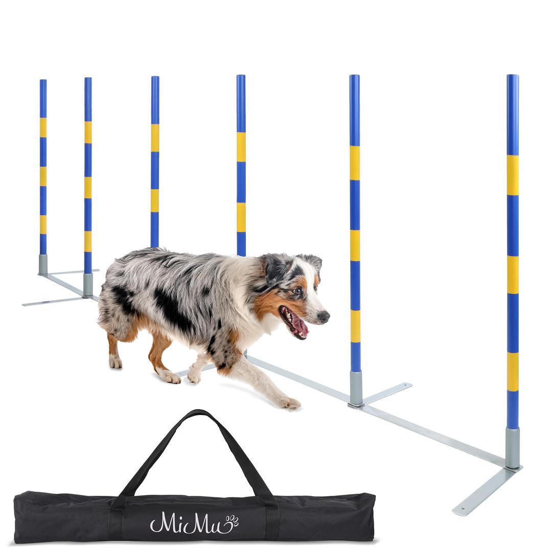 MiMu Dog Agility Equipment - Agility Set Dog Weaving Poles Dog Obstacle Course, Training Equipment, Competition Grade