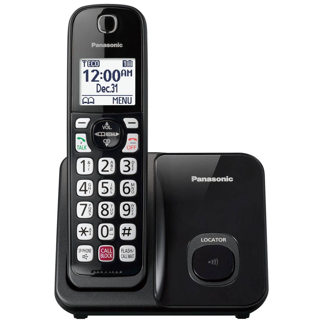 PanasonicCordless Phone with Advanced Call Block, Bilingual Caller ID and Easy to Read Large High-Contrast Display, Expandable System with 1 Handset - KX-TGD810B (Black)