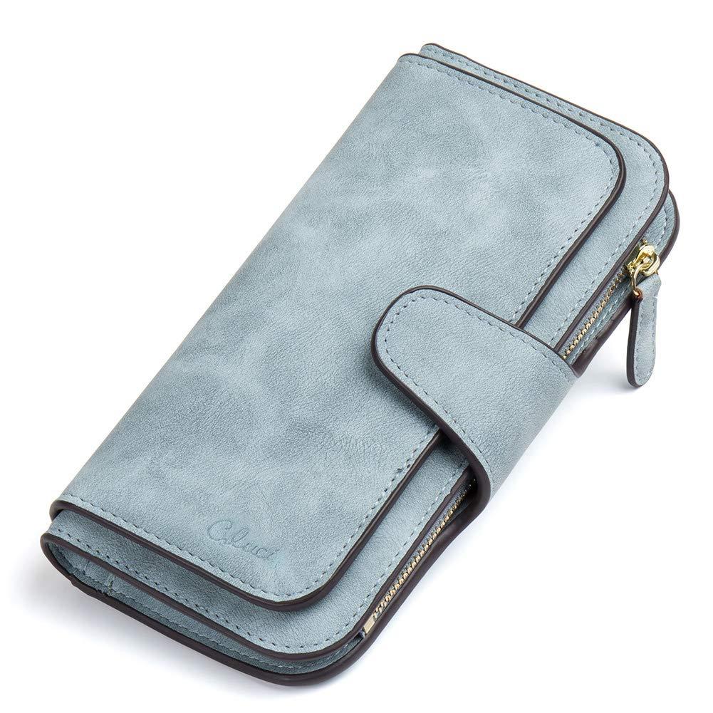 CLUCIWomen Wallet Leather RFID Trifold Large