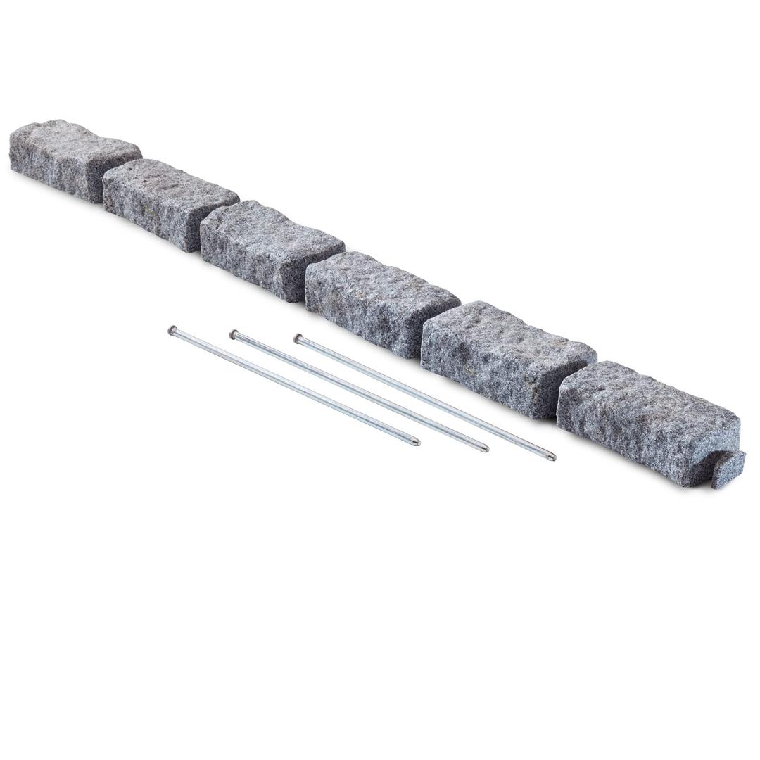 Beuta DIY No Dig Faux Stone Landscape Edging w/Anchoring Spikes, Flexible Brick-Sized Border for Driveways Yards Trees or Gardens, Each 6-Brick Section 48" L x 4" W x 6.5" H (1, Greystone)