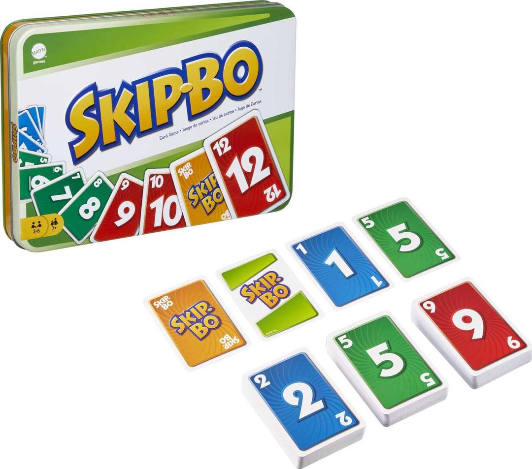 Mattel Games Skip-Bo Card Game for Kids, Adults & Family Night, Travel Game in Collectible Storage Tin for 2 to 6 Players (Amazon Exclusive)