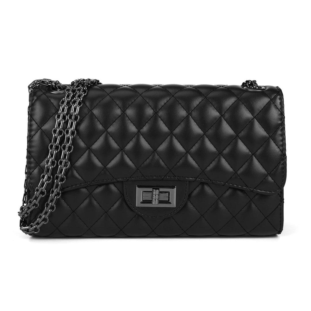 Gladdon Quilted Leather Crossbody Purse for Women Trendy Ladies Shoulder Bag with Chain Designer Purses