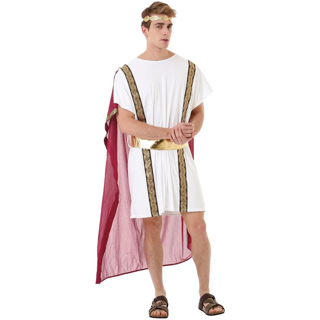 Roman Emperor Men's Halloween Costume - Julius Caesar & Greek Toga King Robe