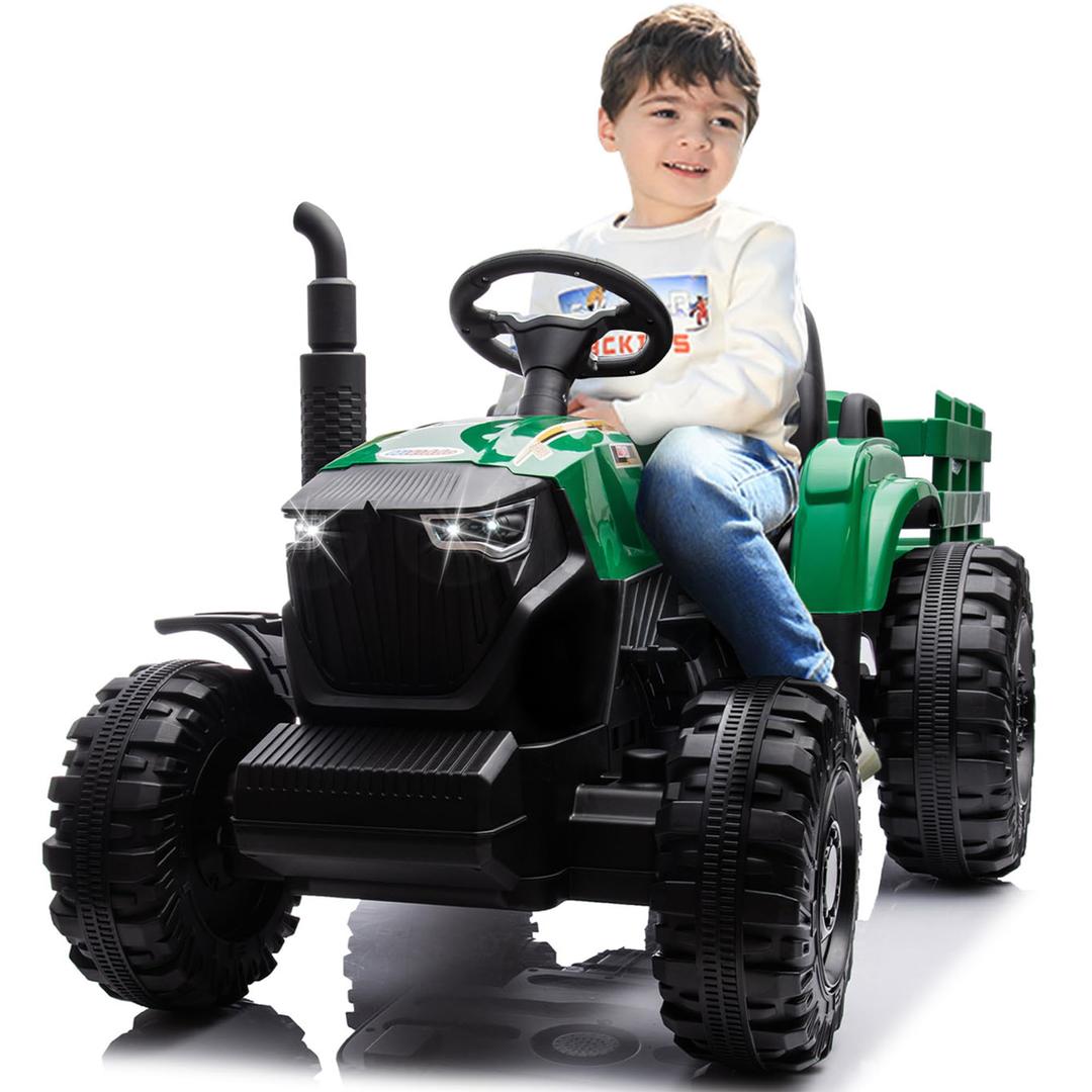 24V Ride-On Tractor, Ride on Toy Car for Big Kids with Parental Remote Control, 24Volt/9Ah Battery, 400W Dual Motors - Green