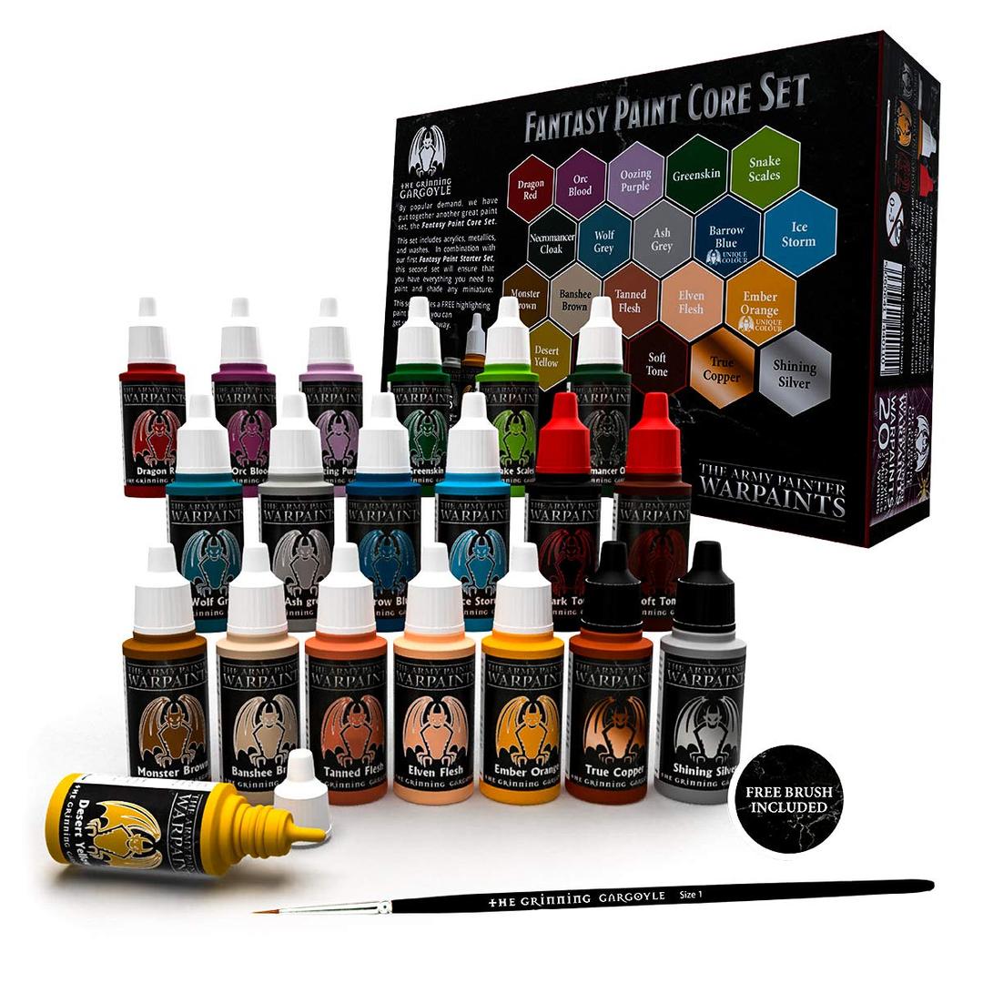 Grinning Gargoyle Fantasy Model Paint Set – The Army Painter Miniature Paint Set - Paints for Tabletop Figures - 20x Acrylic Paints and a Brush - Model Paints for Miniature Hobby Painting (Core)