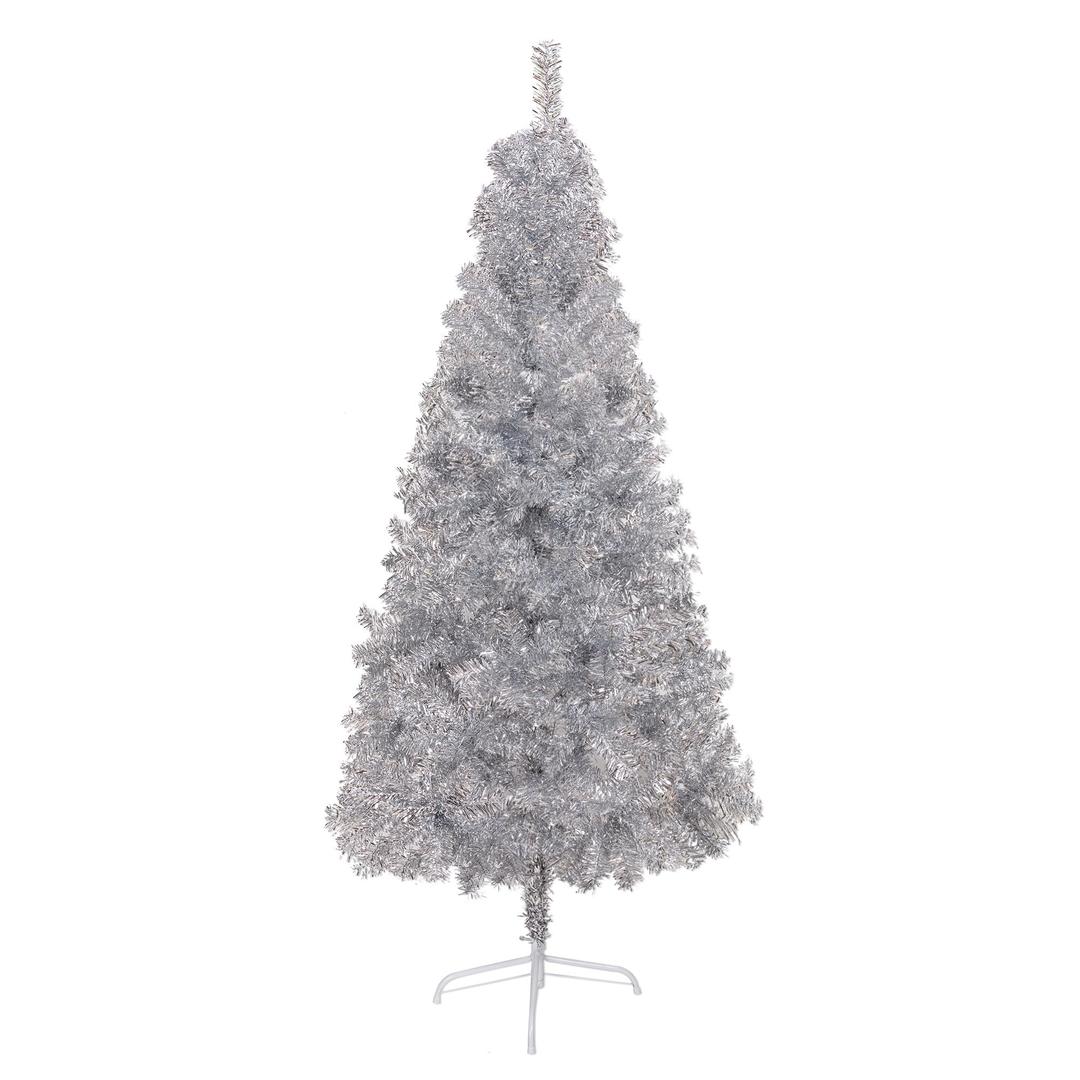 ALDRIMORE&LLY 6ft Artificial Christmas Tree with 550 Branch Tips & Foldable Stand, Full Tinsel Xmas Tree with Electroplated Technology for Home/Office Party Decoration,Yard,Porch,Outside -Silver