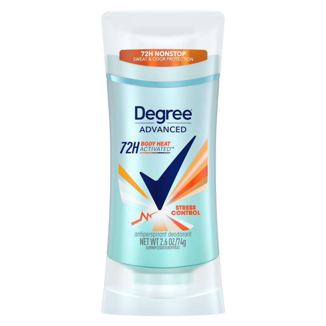 Degree Antiperspirant Deodorant Stress Control 72-Hour Sweat & Odor Protection Antiperspirant for Women with Body Heat Activated Technology 2.6 oz