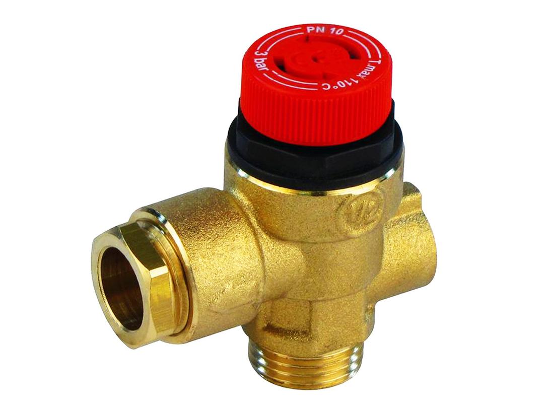 3 Bar 1/2" MBSP x 15mm/FBSP Pressure Relief Valve with Gauge Port