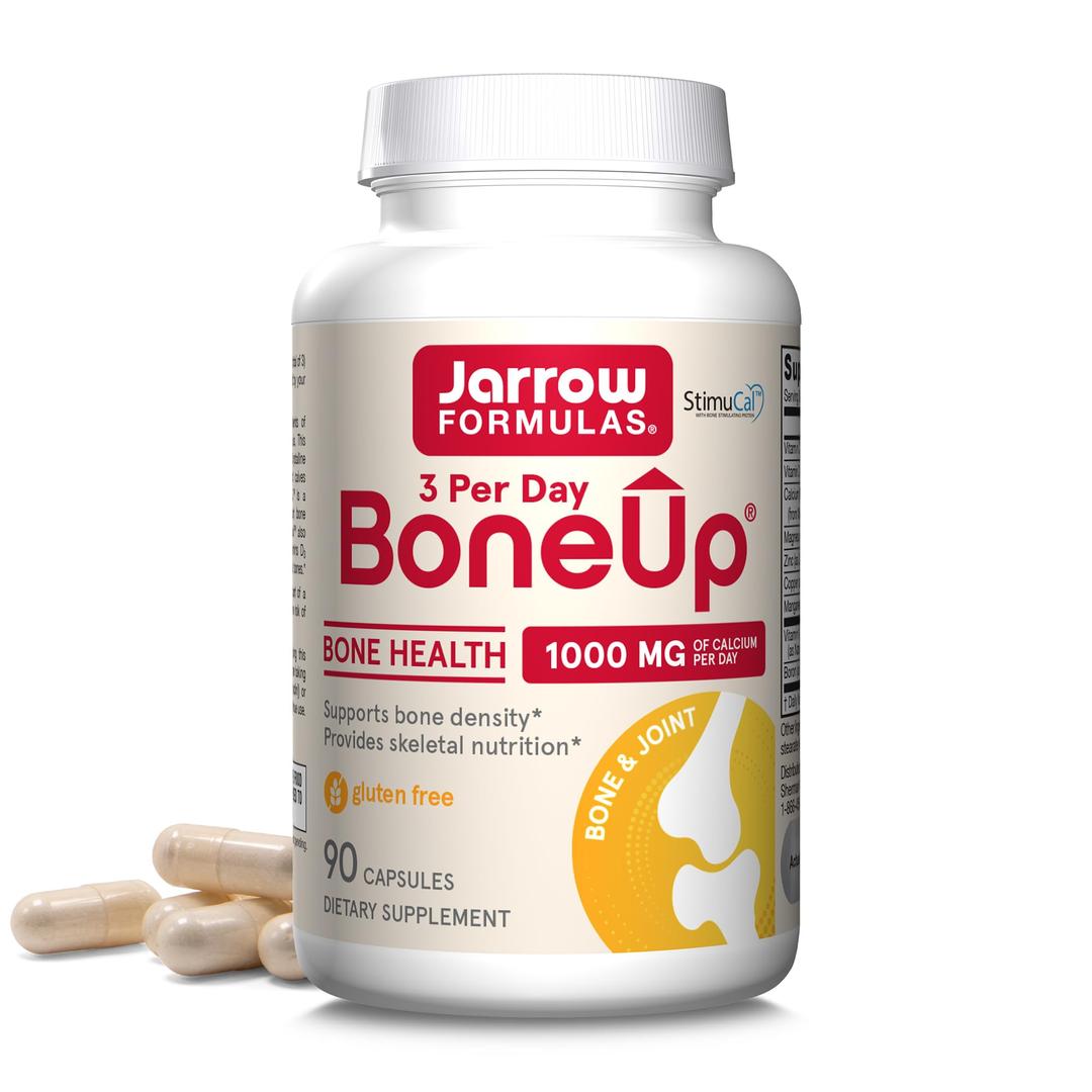 Jarrow Formulas BoneUp Three Per Day, Micronutrient Formula for Bone Health, Includes Natural Sources of Vitamin D3, Vitamin K2 (as MK-7) & Calcium, 30 Servings, White, 90 Count