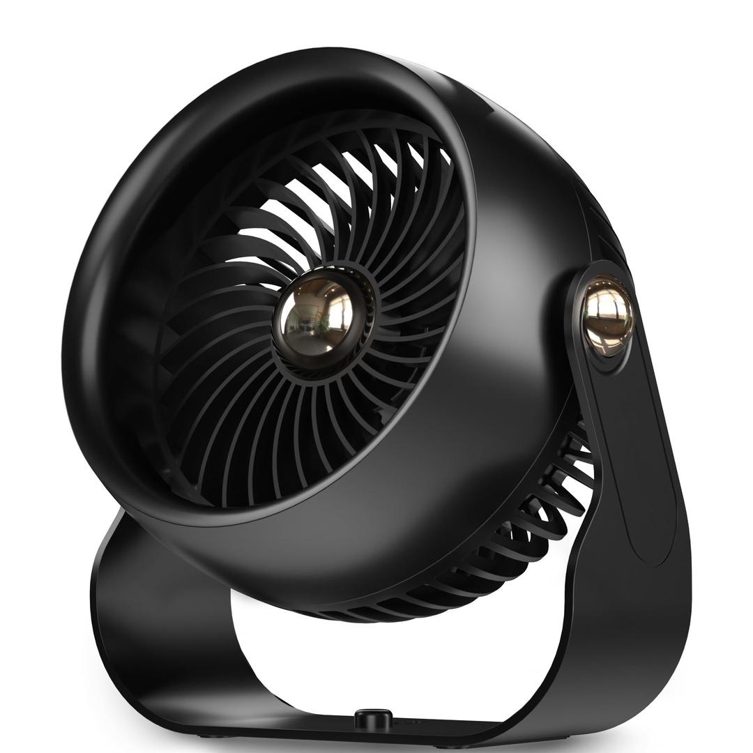 Anspect Desk Fan, 6 Inch Quiet Air Circulator Fan, 4 Speeds with Strong Airflow, 360° Rotate Portable Fan For Bedroom Home Office Desktop Travel (Dark Black)