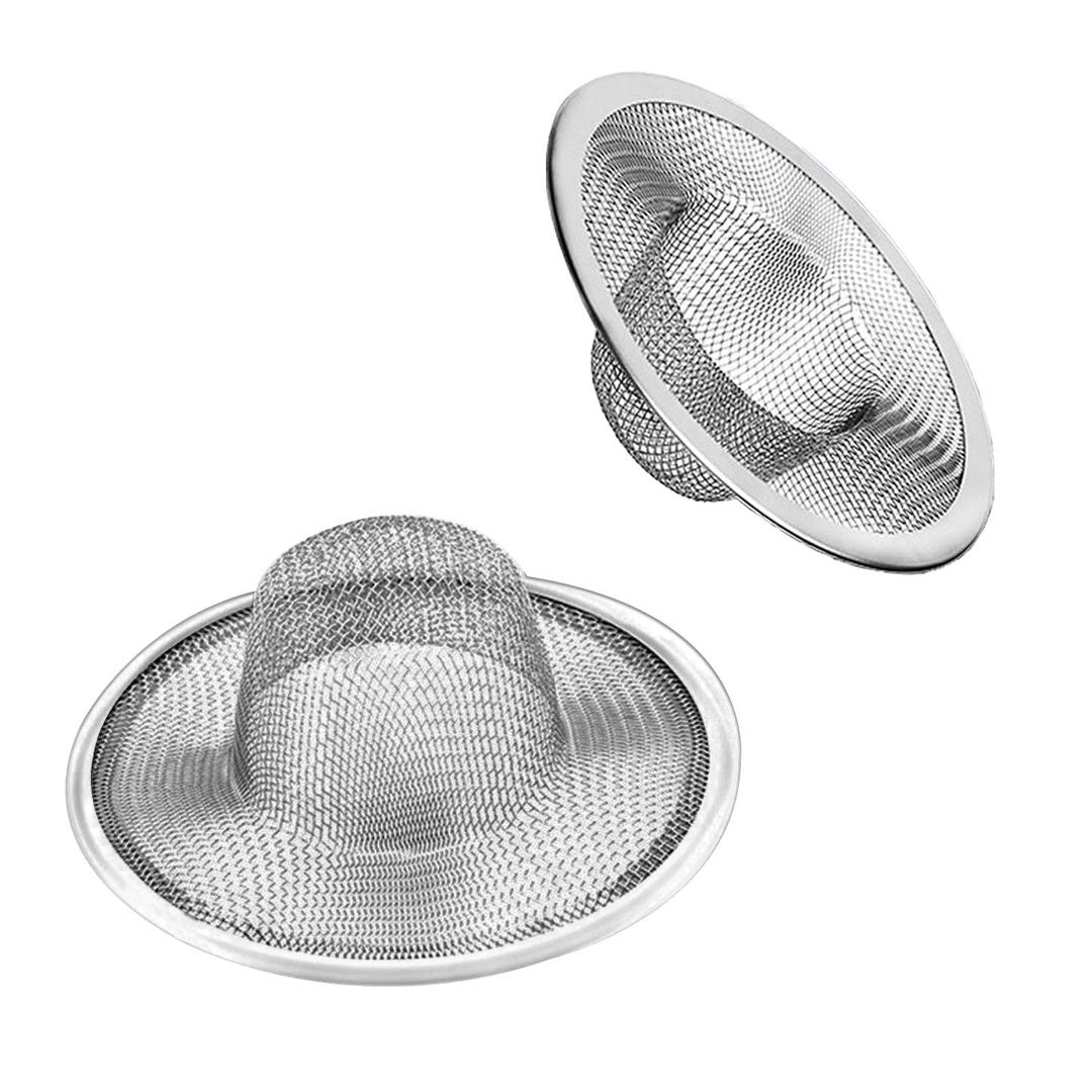 2pcs Heavy Duty Stainless Steel Slop Basket Filter Trap, 2.75" Top / 1" Mesh Metal Sink Strainer, Perfect for Kitchen Sink/Bathroom Bathtub Wash Basin Floor Drain Balcony Drain Hole, Utility…