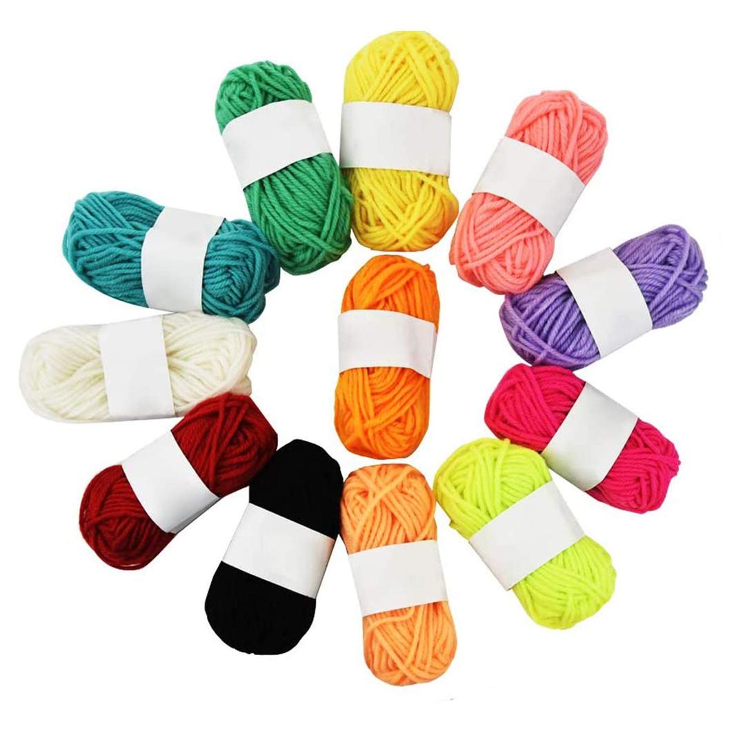 Glitz 12Pcs Milk Yarn Cotton Crochet Knitting Wool Yarn Chunky Hand-Woven Soft DIY Craft Yarn for Starter kit 10g (Random Color)