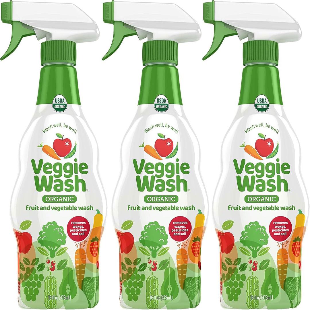 Veggie Wash Organic Fruit & Vegetable Wash, Certfied Organic Produce Wash and Cleaner, 16-Fluid Ounce, Pack of 3