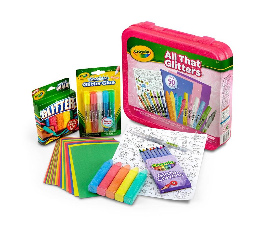 CrayolaAll That Glitters Art Case (50+pcs), Glitter Crayons & Coloring Supplies, Kids Art Set, Gifts for Girls & Boys, Ages 5+