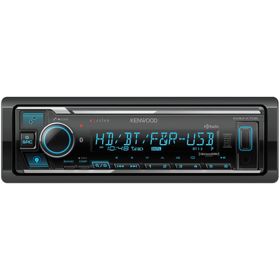 KenwoodKMM-X705 Excelon Digital Multimedia Car Stereo - Single DIN with Bluetooth, AM/FM HD Radio, Alexa Built in, Variable Color, SiriusXM