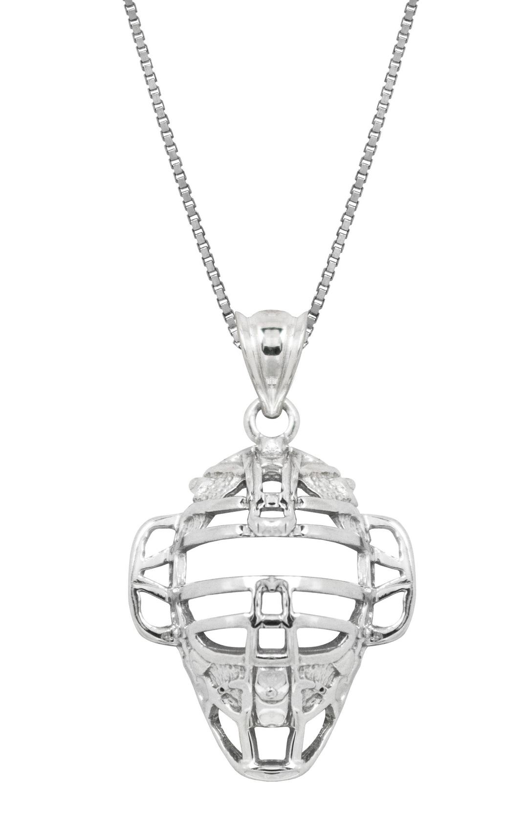 Honolulu Jewelry CompanySterling Silver Baseball Catcher Mask Sports Necklace Pendant with 18" Box Chain